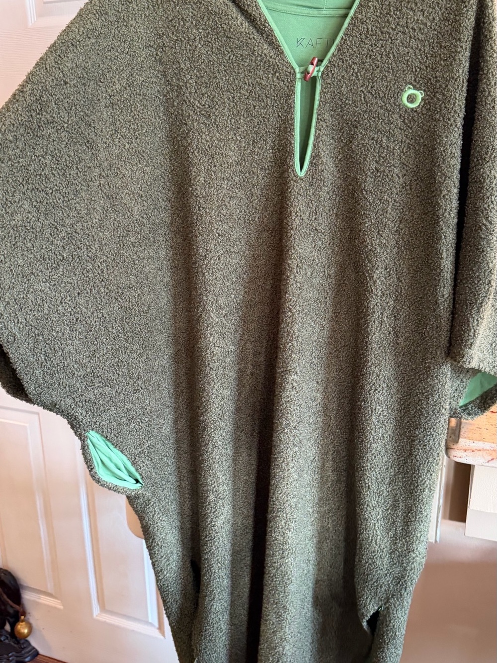 Olive Green Sherpa Poncho Sweater Kimono